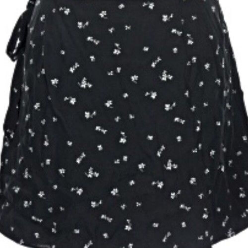 Treasure & Bond Nordstrom Ditsy Floral Wrap Midi Skirt L Black White Boho NWT - Picture 4 of 7